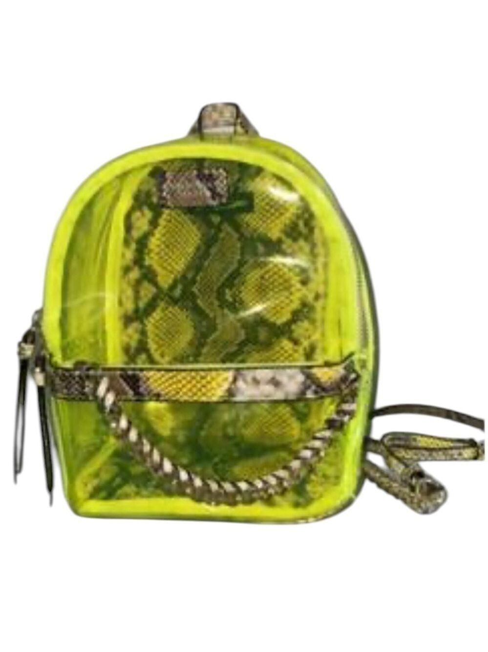 Victoria's Secret Small City Backpack Neon Green Python Snakeskin Clear